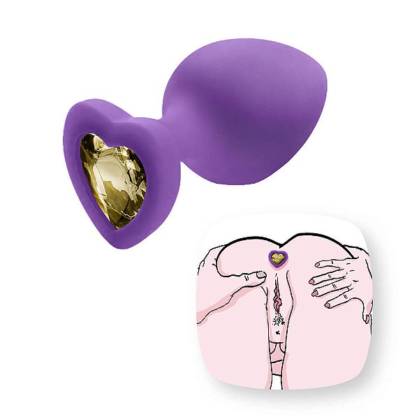 Plug Anal Tamanho Pequeno Roxo Coração Com Pedra Sensual - Rio Preto / Ribeirão Preto