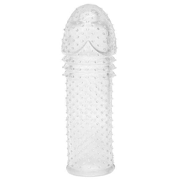 Capa Peniana Super Macia Extensora em Silicone 14 cm com Saliências Estimulam o Canal Vaginal - Produto Hipoalergênico