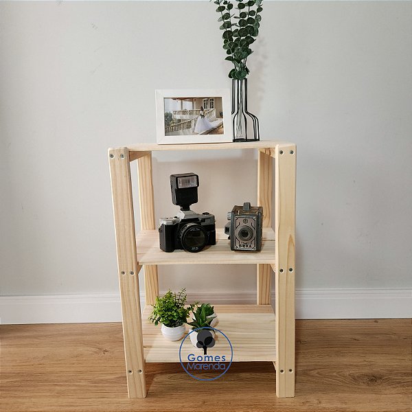Sapateira Multiuso em Madeira de Pinus com 3 Prateleiras