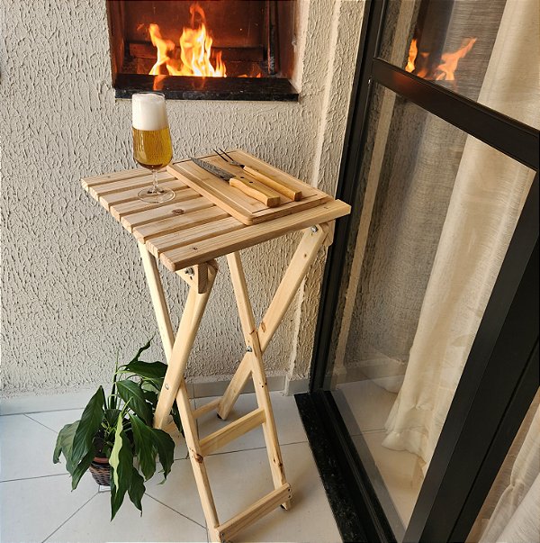 Mesa de Apoio Dobrável em Madeira de Pinus