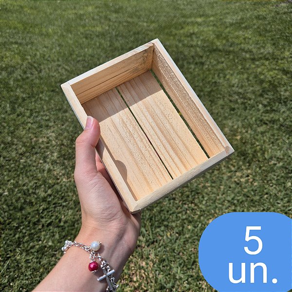 Kit 5 un. mini caixa de madeira pinus PP 12x15x6cm