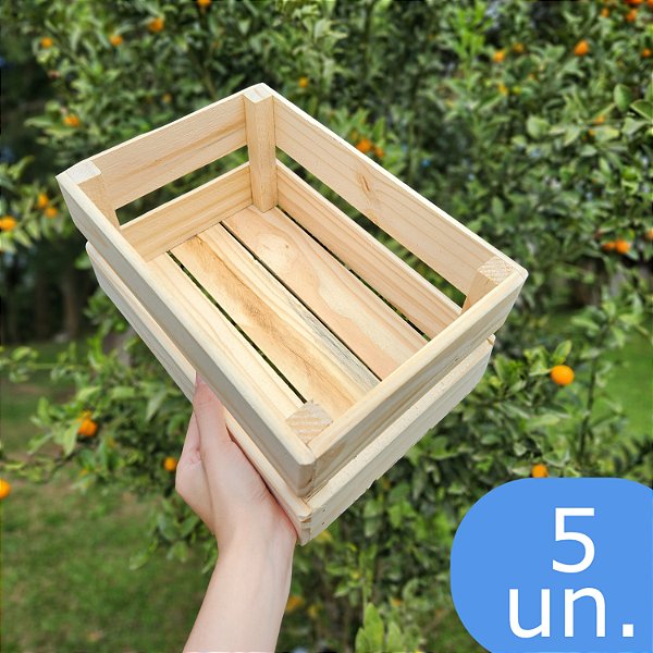 Kit 5un. Caixotes Feira de Madeira Pinus P 20x30x15cm