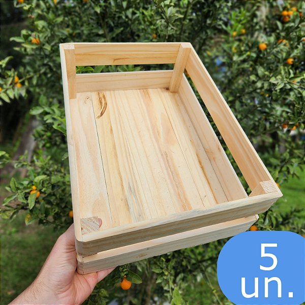 Kit 5un. Caixotes Feira de Madeira Pinus G 30x40x15cm