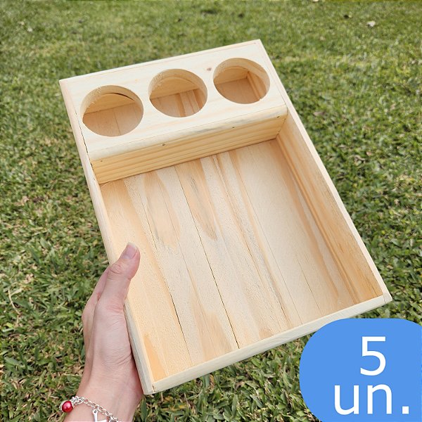 Kit 5un. Caixas de Madeira Pinus para 3 Long Neck
