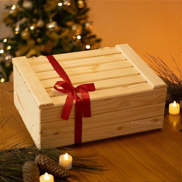 Caixa Baú em Madeira de Pinus G 30x40x16cm
