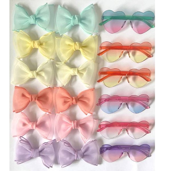 Kit Laços + Óculos Coração Infantil