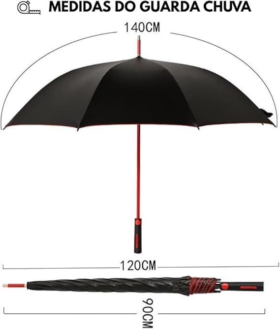 Guarda Chuva Automático Grande Reforçado Resistente ao Vento Premium Proteção UV