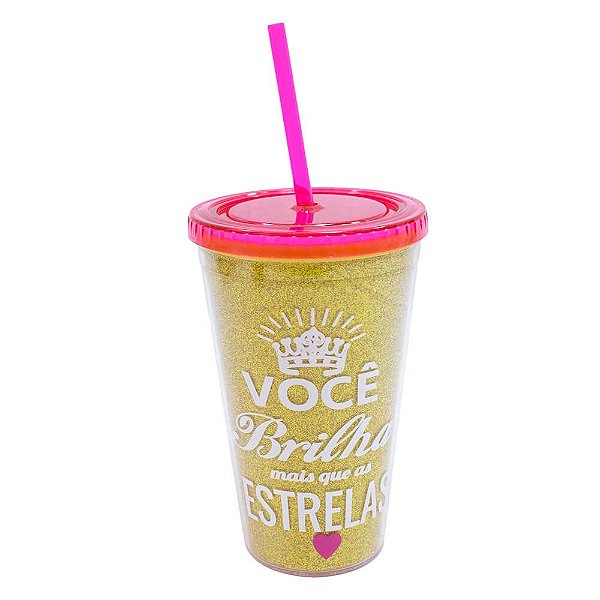 Copo Canudo Você Brilha 450ml - Projeto Kiwi