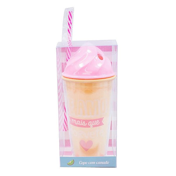 Copo Canudo Sorvete Casquinha 450ml - Projeto Kiwi