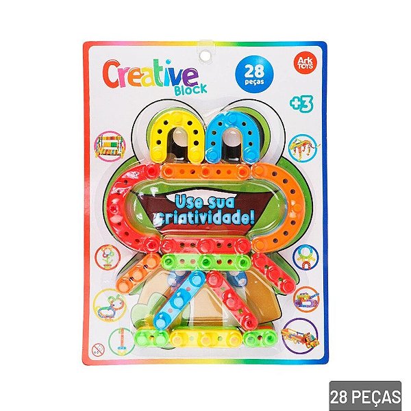 Brinquedo Educativo 28 Pç de Montar Creative Block