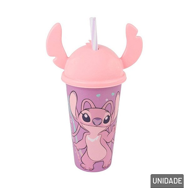 Copo de Plástico 500ml com Canudo e Tampa Angel