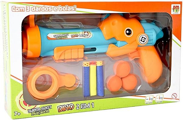 Lançador Dardos e Bolinhas Super Shot Dino