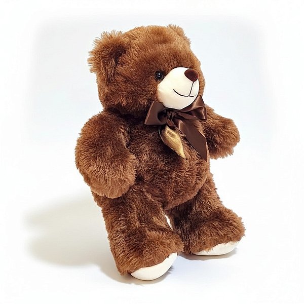 Urso De Pelúcia Com Laço 35cm Ursinho Teddy Cor : chocolate
