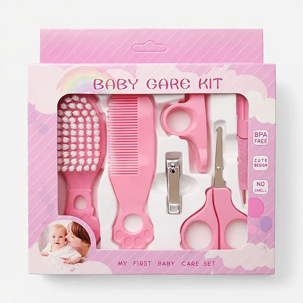 Kit Higiene Bebê 5 Peças Escova, Pente, Tesoura E Cortador