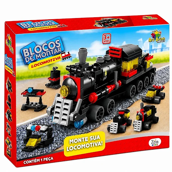 Trem a Vapor Locomotiva Montável 118 Peças - 6 Em 1 - Blocos De Montar Trem Locomotiva - Na Caixa