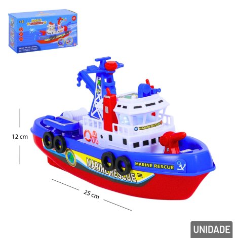 Barco de Plástico Movido à Pilha com LUZ e Som