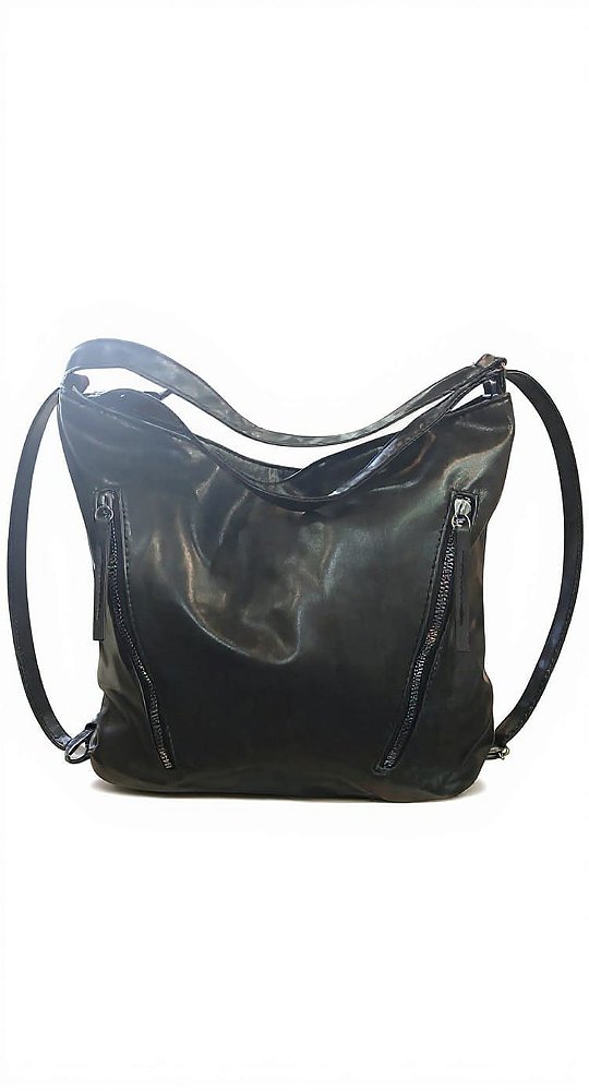 Bolsa com Alça Ajustável em couro PU Preta( cinza chumbo)