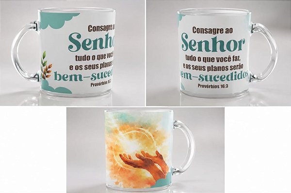 Caneca Lanty Provérbios 16:3 Vidro 320ml