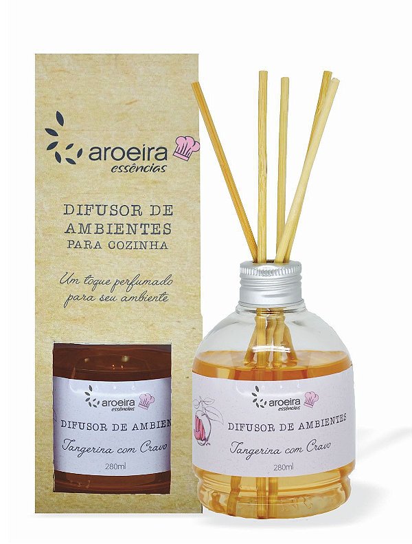 Difusor Perfumado de Ambientes Gourmet Aroeira Essencias 280ml - Varetas - Tangerina Cravo