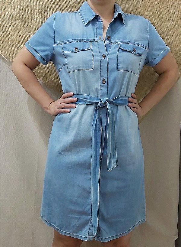 Vestido jeans com bolso