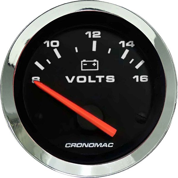 Voltímetro ø52mm 12 Volts Cromado/Preto | Cronomac