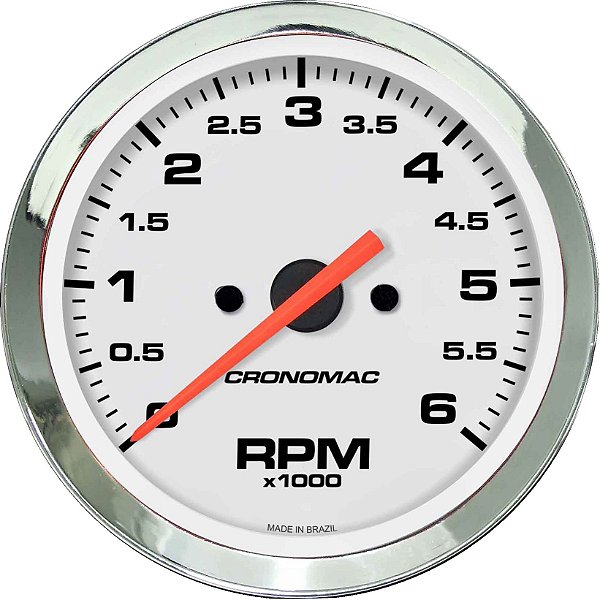 Contagiro 6000RPM ø85mm 2/4/6/8 Cil Cromado/Branco | Cronomac