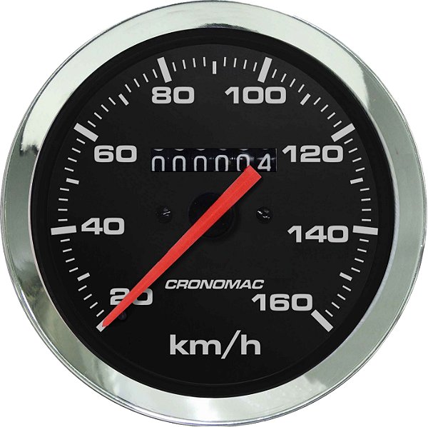 Velocímetro 160km/h ø100mm Cromado/Preto | Cronomac