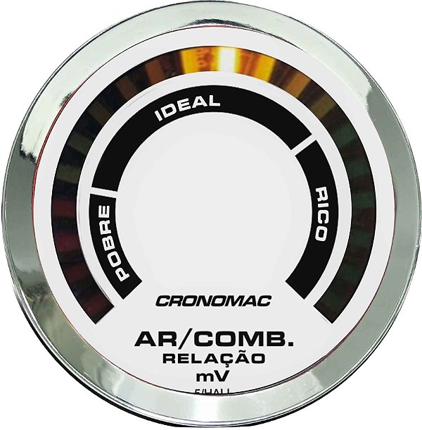 Hallmeter 52mm Faixa Cromado Branco | Cronomac