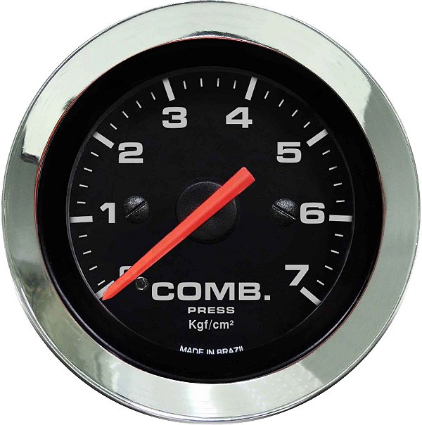 Manômetro Combustível 7KGF/CM² ø52mm Cromado/Preto | Cronomac