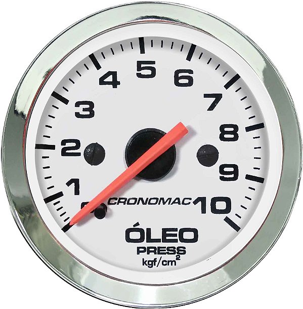 Manômetro Óleo 10KGF/CM² Mecânico ø52mm Cromado/Branco | Cronomac