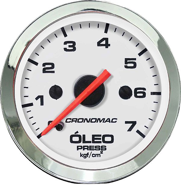 Manômetro Óleo 7KGF/CM² Mecânico ø52mm Cromado/Branco | Cronomac
