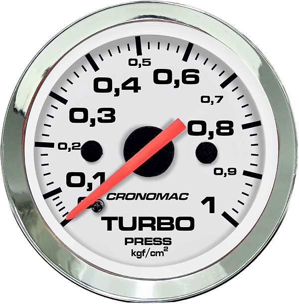 Manômetro Turbo 1KGF/CM² ø52mm Cromado/Branco | Cronomac