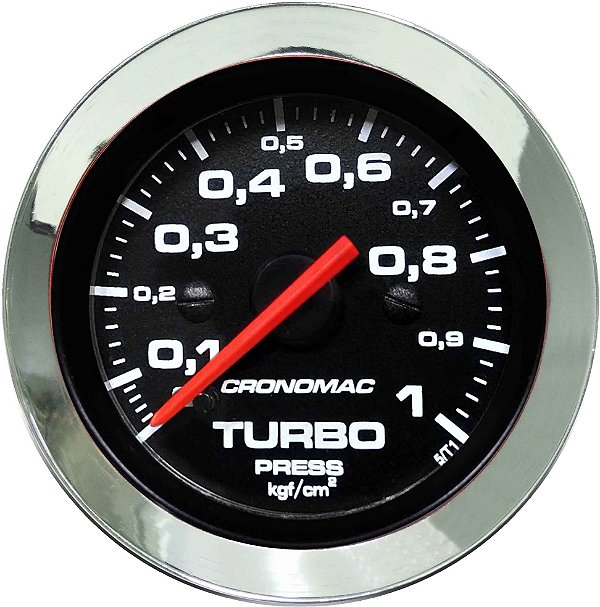 Manômetro Turbo 1KGF/CM² ø52mm Cromado/Preto | Cronomac