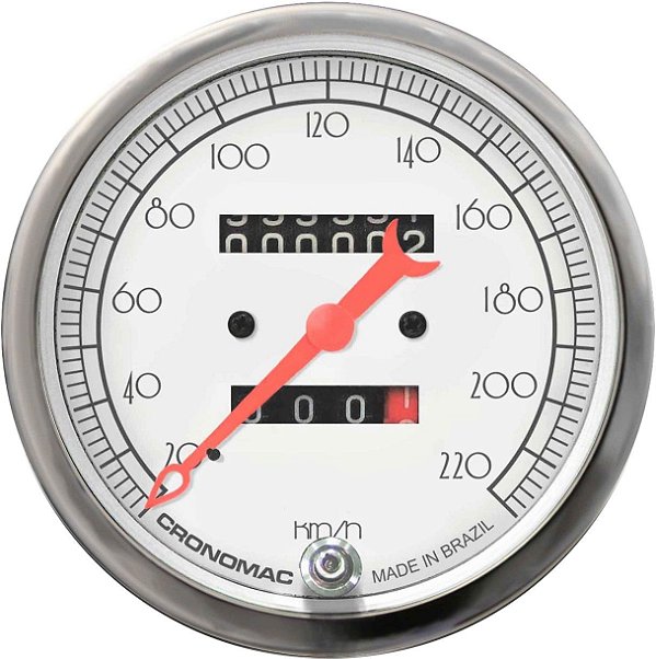 Velocímetro 220km/h ø100mm Odometro Duplo Hot Silver| Cronomac