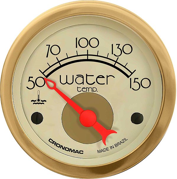 Termômetro Água ø52mm 12V com Sensor Hot Gold | Cronomac