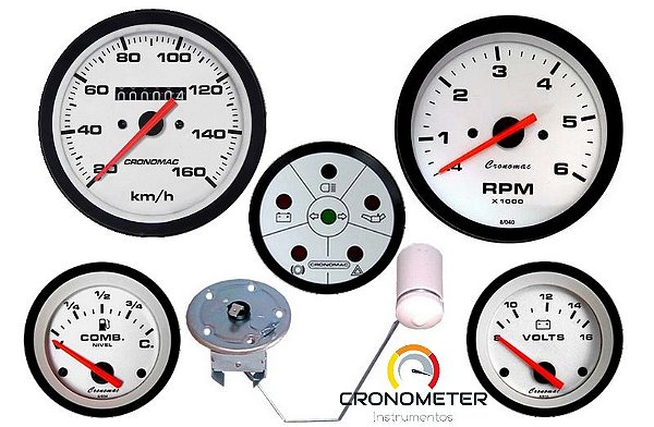 KIT 5 Instrumentos ø85mm/52mm Buggy Street/Branco STD | Cronomac