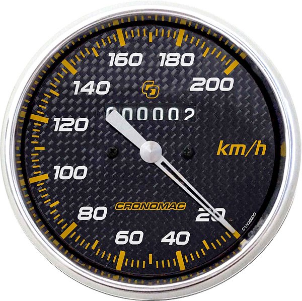 Velocímetro 200km/h ø100mm Carbono | Cronomac