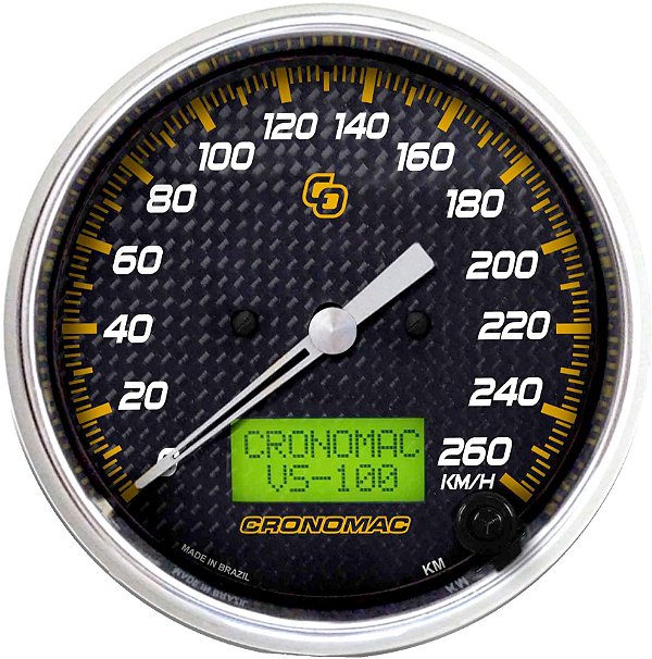 Velocímetro 260km/h ø100mm Eletrônico Carbono | Cronomac
