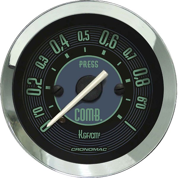 Manômetro Combustível 1KGF/CM² ø52mm Fusca Verde | Cronomac