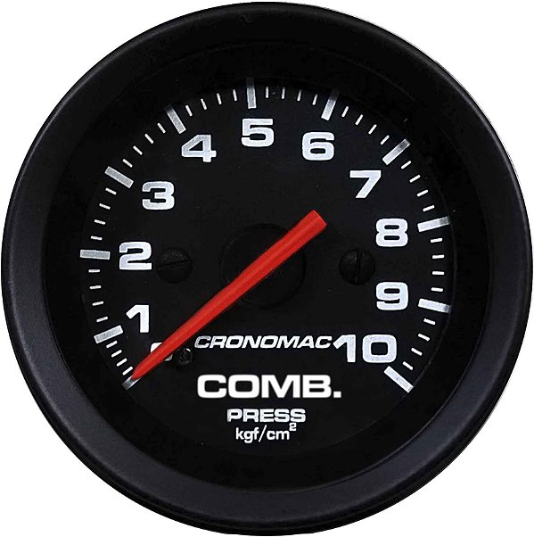 Manômetro Combustível 10KGF/CM² ø52mm Street/Preto | Cronomac