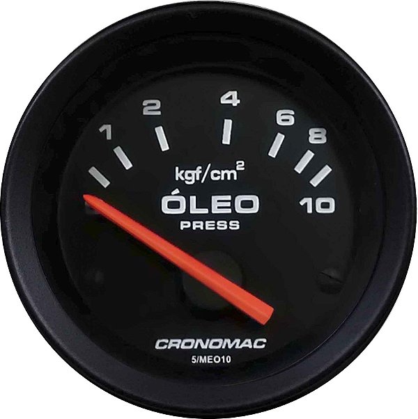 Manômetro Óleo Elétrico 12 Volts 10KGF/CM² ø52mm Street/Preto | Cronomac