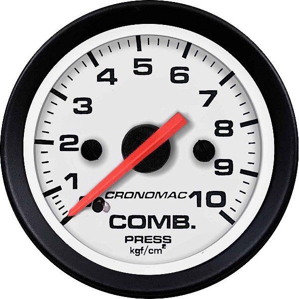 Manômetro Combustível 10KGF/CM² ø52mm Street/Branco | Cronomac