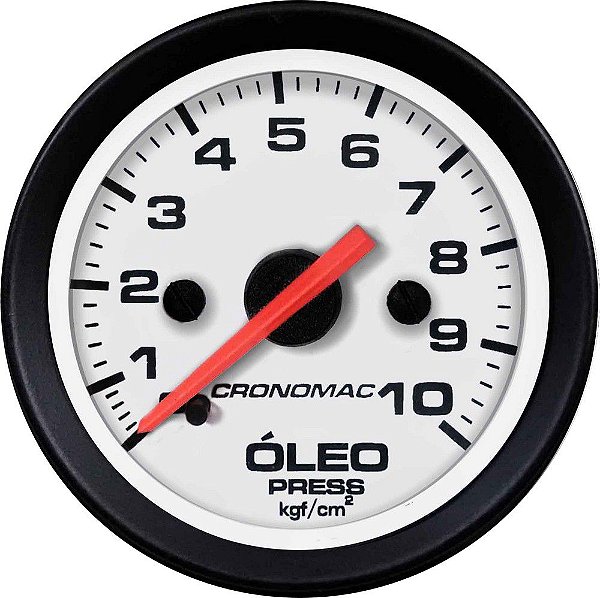 Manômetro Óleo 10KGF/CM² Mecânico ø52mm Street/Branco| Cronomac