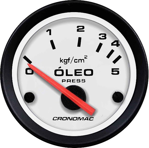 Manômetro Óleo Elétrico 12 Volts 5KGF/CM² ø52mm Street/Branco| Cronomac