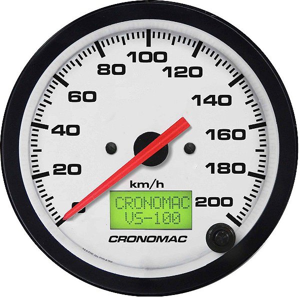 Velocímetro 200km/h ø100mm Eletrônico Street/Branco| Cronomac