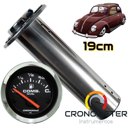 Indicador de Combustível com Boia Tubular 19cm Fusca Tanque Normal V=70/C=7 Cromado/Preto