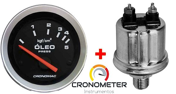 Manômetro Óleo 5KGF/CM² Elétrico 12 Volts COM Sensor ø52mm Sport | Cronomac