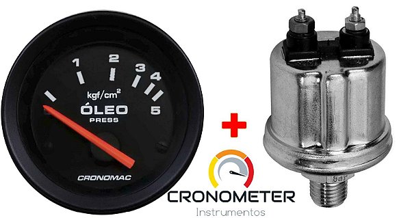 Manômetro Óleo 5KGF/CM² Elétrico 12 Volts  COM Sensor ø52mm Street/Preto| Cronomac