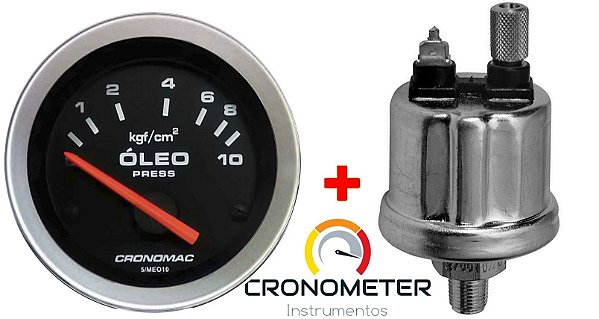 Manômetro Óleo 10KGF/CM² Elétrico 12 Volts COM Sensor ø52mm Sport | Cronomac