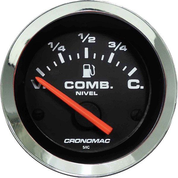 Indicador Nível de Combustível ø52mm 475 Cromado/Preto | Cronomac